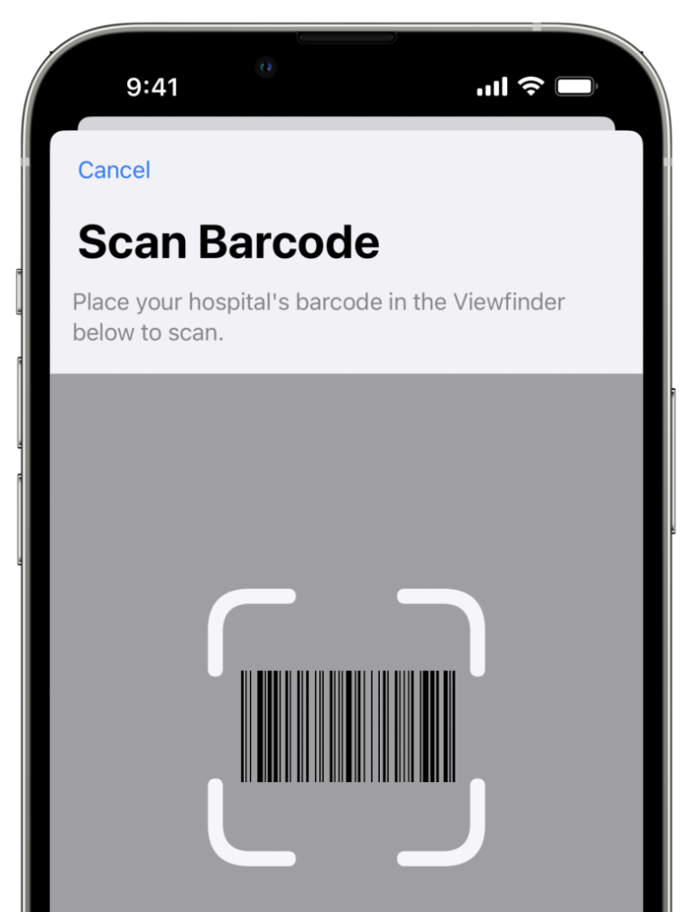 Scan your hospital barcode with RVU Wallet